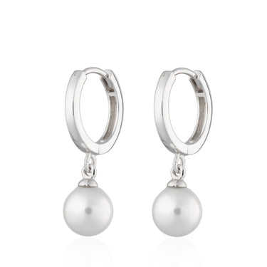 Modern Pearl Hoop Earrings Sterling Silver earrings by Scream Pretty