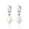 Pearl and Turquoise Charm Hoops  Earrings | Pearl Drop Hoop Earrings | Scream Pretty