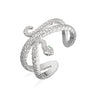 Adjustable Silver Snake Ring with Green Stones | Silver Serpent Ring