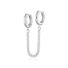 Silver Tennis Chain Double Huggie Earring 