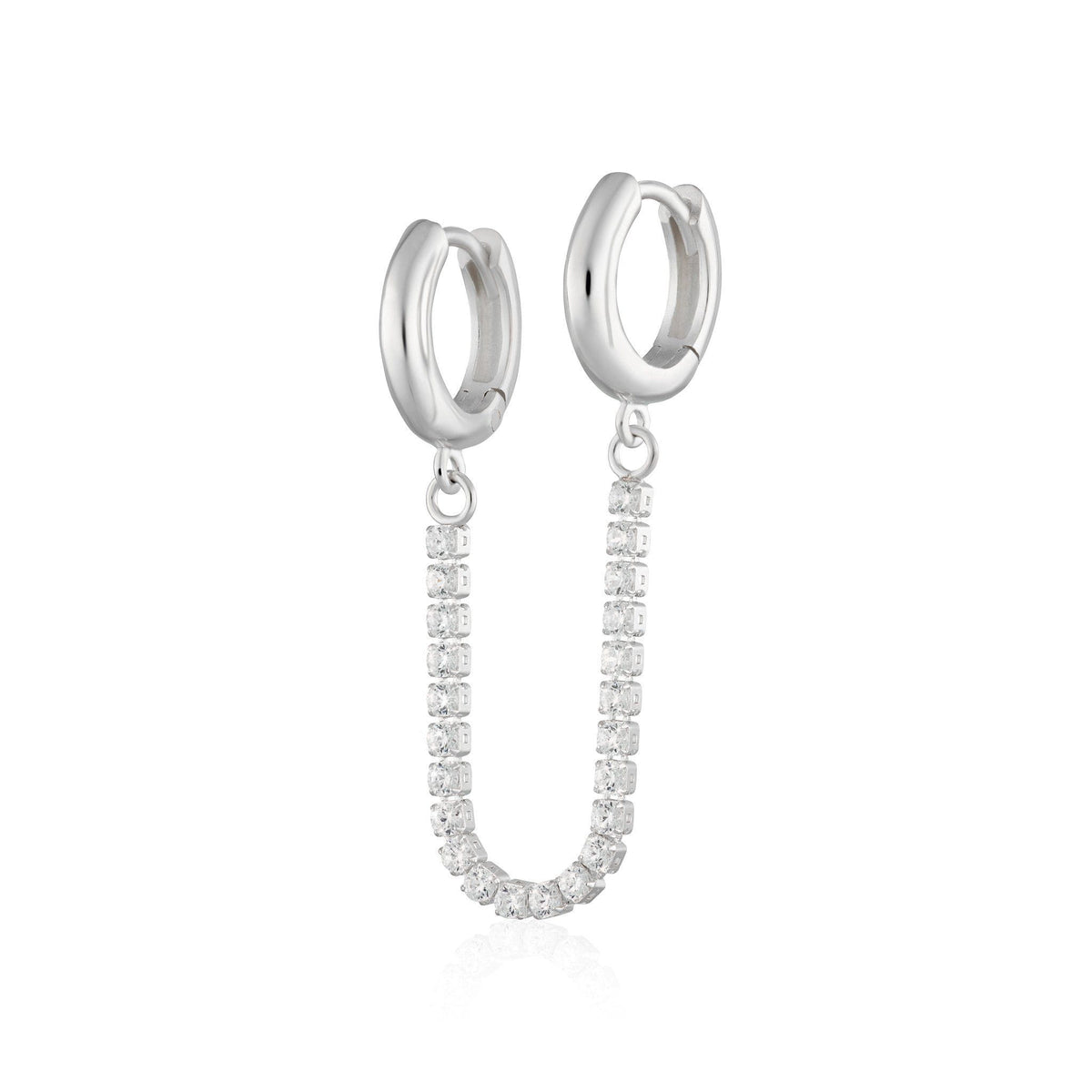 Tennis Chain Double Huggie Earring