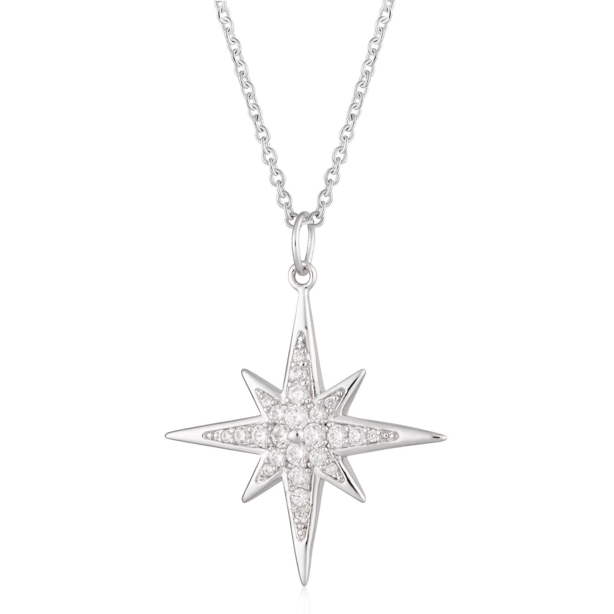 Large Sparkling Starburst Necklace Slider Clasp