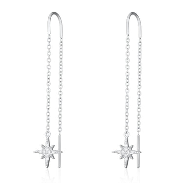 Silver Sparkling Star Threader Earrings by Scream Pretty
