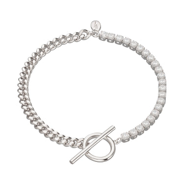 Tennis and Curb Chain Bracelet with T-Bar Clasp | Chunky Chain & Sparkle Bracelet | Scream Pretty