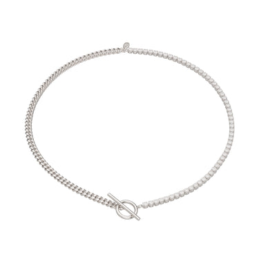 Tennis & Curb Chain Necklace with T Bar Clasp by Scream Pretty