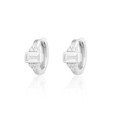 Audrey Silver Huggie Hoop Earrings 