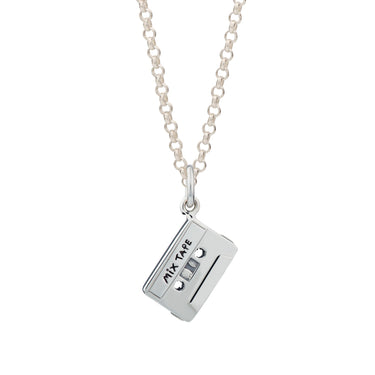 Mix Tape Necklace | Cassette Tape Pendant Necklace in Silver & Gold by Scream Pretty