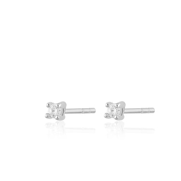 Silver Classic Cubic Zirconia Stud Earrings with Clear Stones