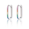 Oval Hoop Earrings with Rainbow Stones Sterling Silver earrings by Scream Pretty