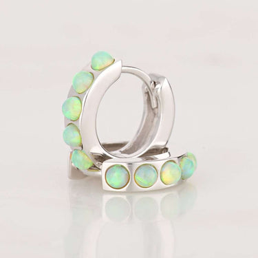 Lime Green Opal Huggie Earrings | Small Hoop Earrings for women by Scream Pretty 