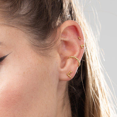 Solder Dot Bead Set of 3 Single Stud Earrings Gold Plated Earring Set by Scream Pretty