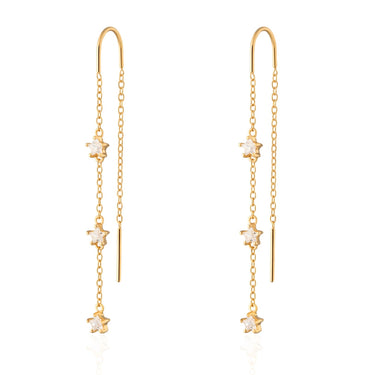 Gold Sparkling Star Threader Earrings by Scream Pretty