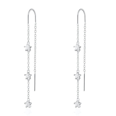 Silver Sparkling Star Threader Earrings by Scream Pretty