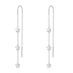 Silver Sparkling Star Threader Earrings by Scream Pretty