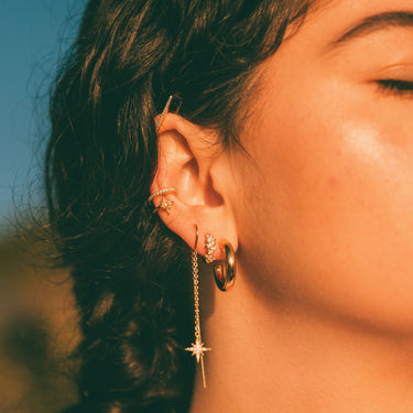 Star Double Band Small Ear Cuff | Silver & Gold Ear Wrap Earring for Non-Pierced Ears | Scream Pretty