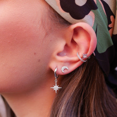 Star Double Band Small Ear Cuff | Silver & Gold Ear Wrap Earring for Non-Pierced Ears | Scream Pretty