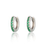 Huggie Earrings with Green Stones Sterling Silver earrings by Scream Pretty
