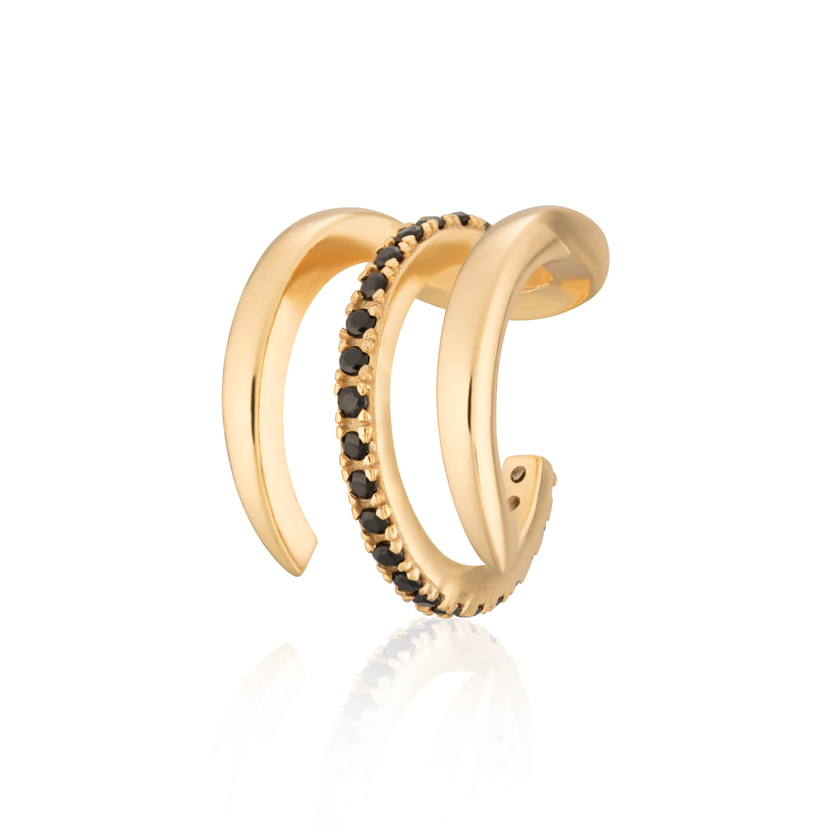 Gold Triple Claw Single Ear Cuff Stones