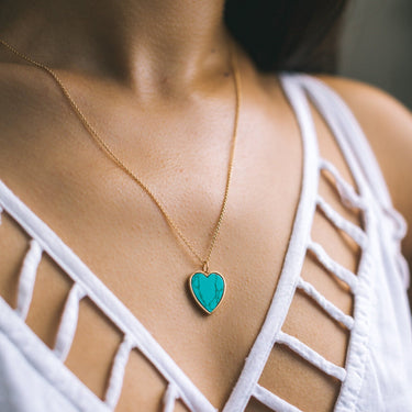 Turquoise Heart Necklace with Slider Clasp  Necklace by Scream Pretty