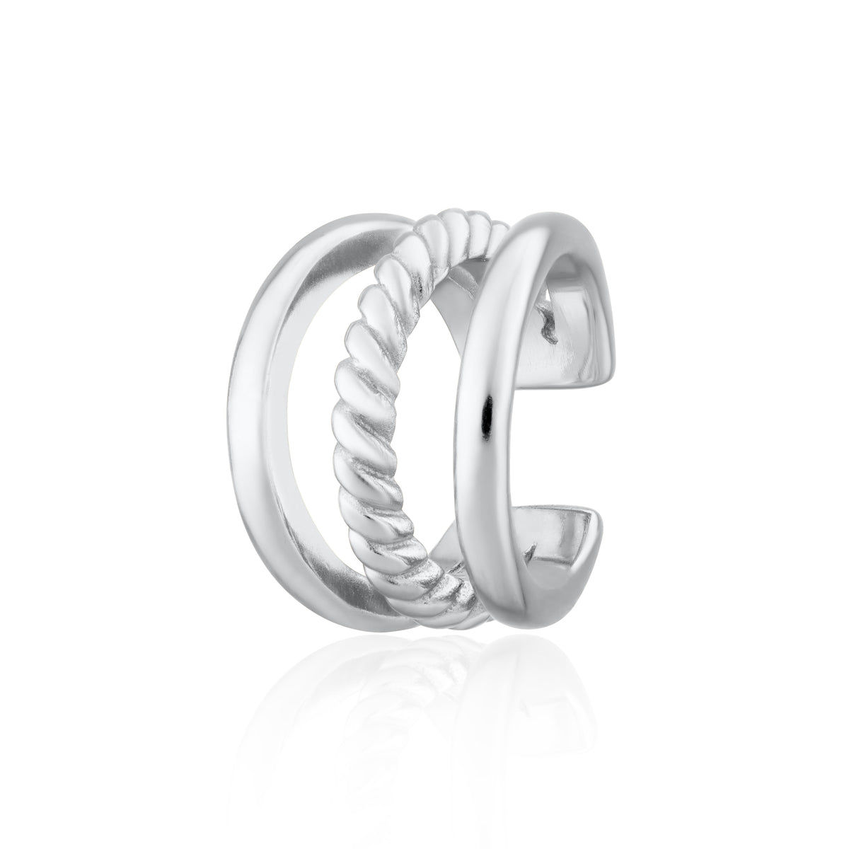 Twisted Triple Band Small Single Ear Cuff
