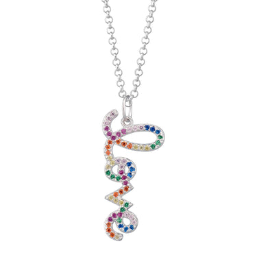 Rainbow Love Necklace with Slider Clasp Silver Plated Necklace by Scream Pretty