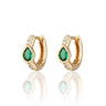 Green Teardrop Huggie Earrings Gold Plated Earrings by Scream Pretty