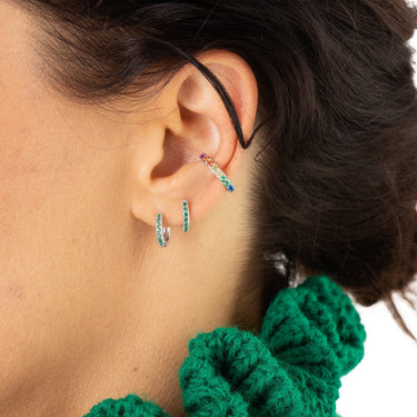 Huggie Earrings with Green Stones  earrings by Scream Pretty