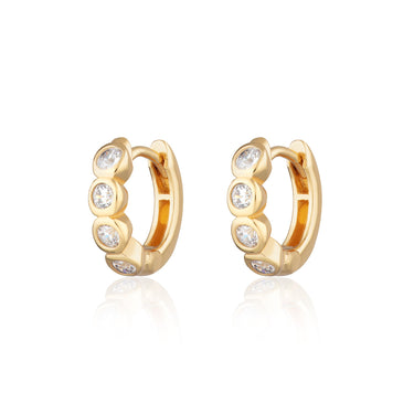 Bezel Huggie Earrings with Clear Stones | Small Hoop Earrings for women by Scream Pretty 
