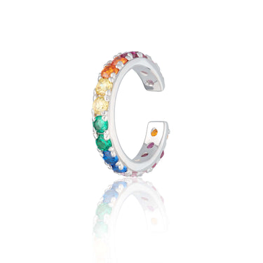 Rainbow Ear Cuff | Silver & Gold Multi-Colour Ear Wrap Earring for Non-Pierced Ears | Scream Pretty