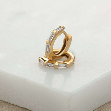 Baguette Gold Huggie Earrings 