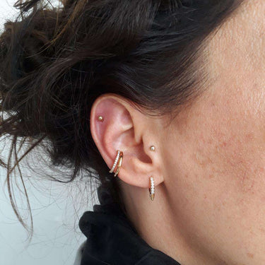 Bullet Huggie Earrings with Clear Stones  earrings by Scream Pretty