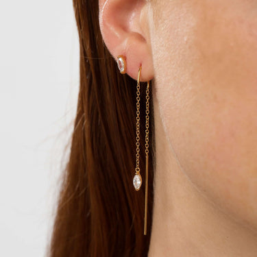 Gold Droplet Crystal Threader Earrings | Dangly Earring by Scream Pretty