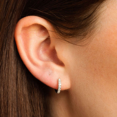 Huggie Hoop Earrings with Clear Stones | Silver & Gold Small Hoop Earrings by Scream Pretty 