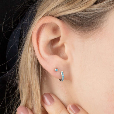 Huggie Earrings With Turquoise Stones  earrings by Scream Pretty