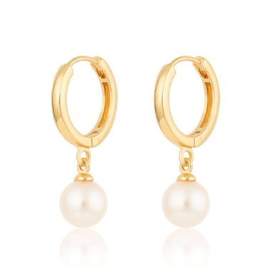 Modern Pearl Hoop Earrings Gold Plated earrings by Scream Pretty