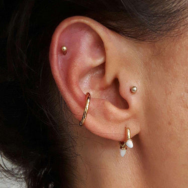 Opal Triple Bullet Huggie Earrings | Small Hoop Earrings for women by Scream Pretty 
