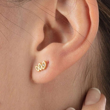 Sparkling Three Petal Stud Earrings Gold Plated earrings by Scream Pretty