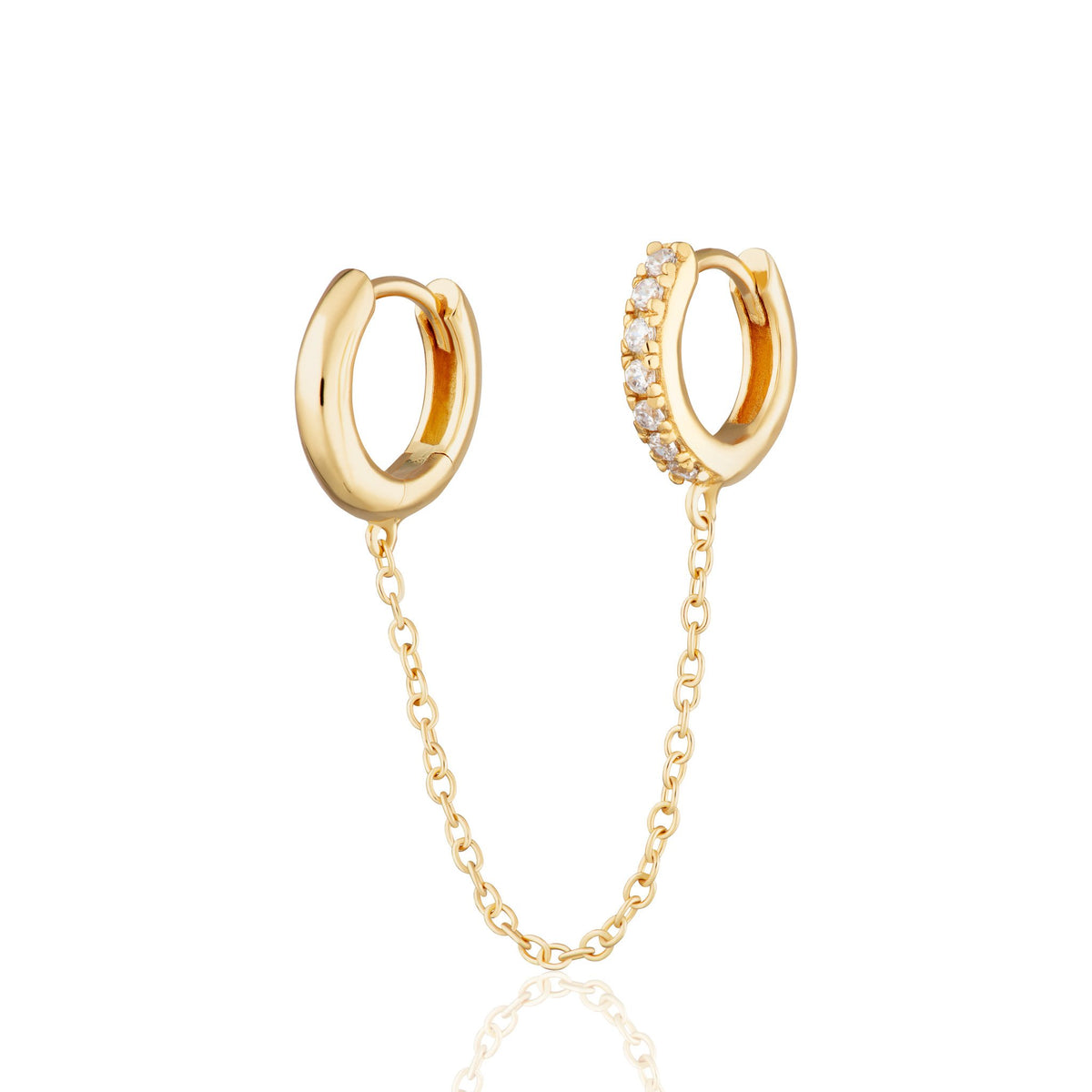 Chain Linked Mismatched Double Huggie Earring