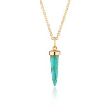 Turquoise Spike Necklace with Slider Clasp Gold Necklace by Scream Pretty