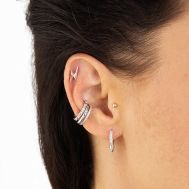Bullet Huggie Earrings with Clear Stones  earrings by Scream Pretty