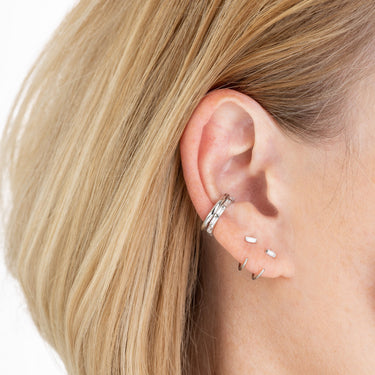 Reverse Baguette Open Huggie Earrings  earrings by Scream Pretty
