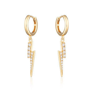 Lightning Charm Hoop Earrings | Celestial Drop Hoop Earrings