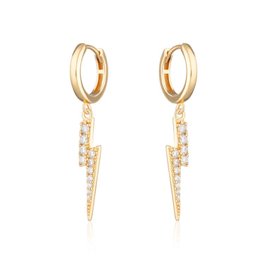 Lightning Charm Hoop Earrings | Celestial Drop Hoop Earrings