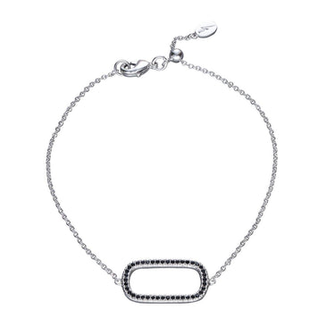 Oval Bracelet with Black Stones Silver Plated Bracelet by Scream Pretty