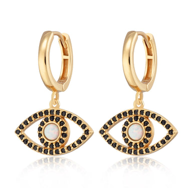 Opal Eye Hoop Earrings Gold Plated Earrings by Scream Pretty